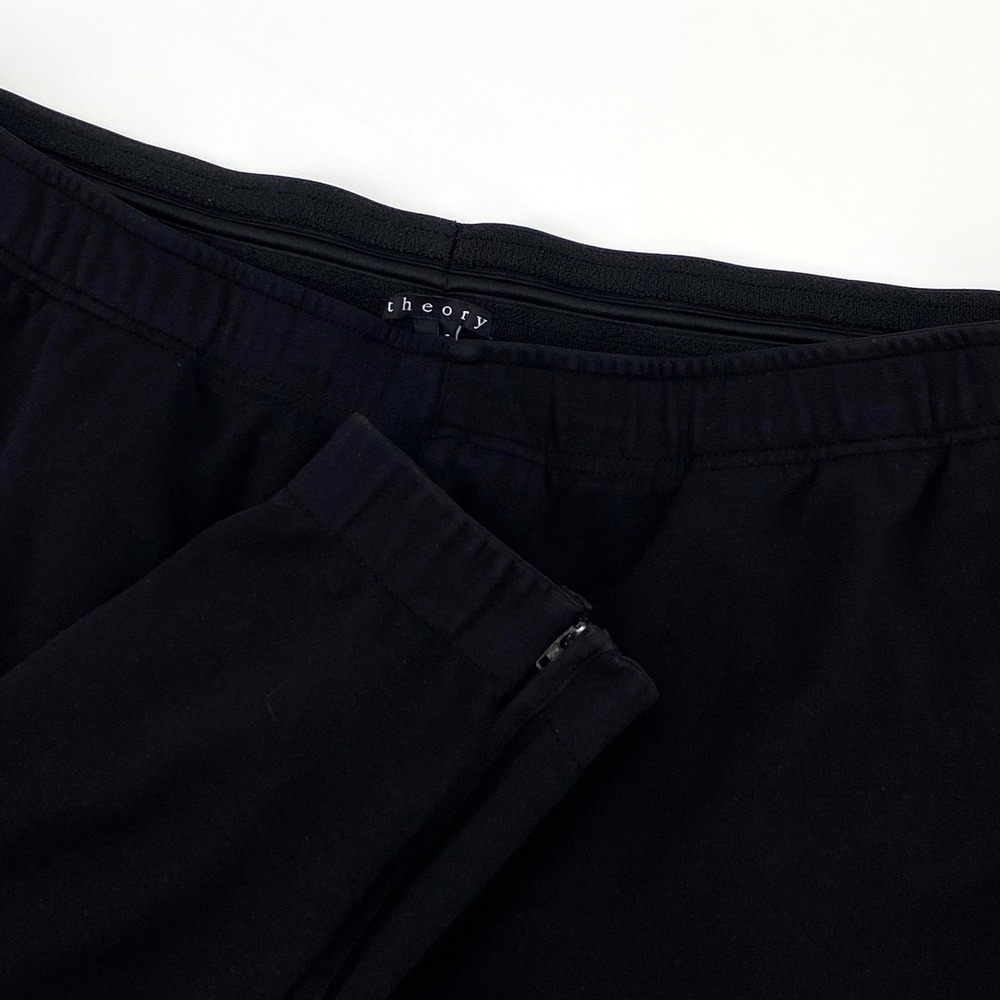 Theory Mens XL Black Tapered Jogger Pants Ankle Zip Elastic Drawstring Waist